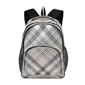 alaza plaid in pink gray and white travel laptop backpack gifts for men women fits 15.6 inch notebook