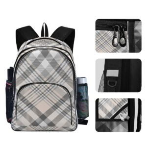 ALAZA Plaid in Pink Gray and White Travel Laptop Backpack Gifts for Men Women Fits 15.6 Inch Notebook