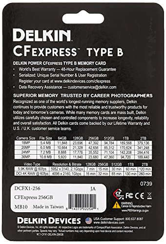 Delkin Devices 256GB POWER CFexpress Type B Memory Card (DCFX1-256)