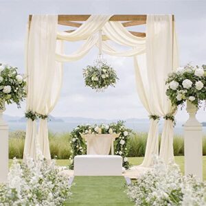 beige backdrop chiffon backdrop curtains 10ftx8ft ivory sheer backdrop drapes for wedding chiffon fabric stage party decorations