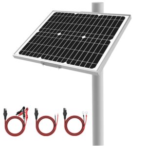 12v waterproof solar battery trickle charger & maintainer - 20 watts mono solar panel built-in intelligent mppt charge controller + adjustable mount brackets for pole dia 1.5-3.0inch/40-80mm