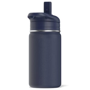 Hydrapeak Mini 14oz Kids Water Bottle with Straw Lid, Insulated Water Bottle Kids, Kids Water Bottle Stainless Steel, Kids Water Bottles (Navy)