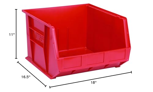 QUANTUM STORAGE SYSTEMS K-QUS270RD-1 Ultra-Stack and Hang Bins, 18" x 16-1/2" x 11", Red