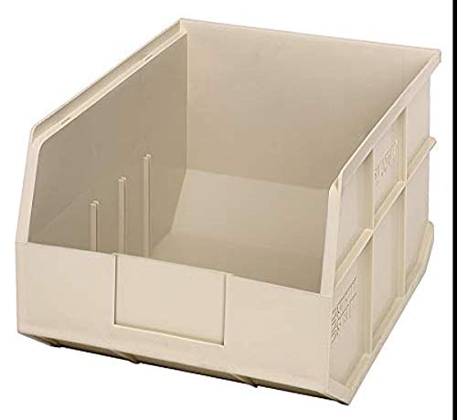 Quantum Storage K-SSB445IV-3 3-Pack Stackable Plastic Shelf Bin, 14" x 11" x 7", Ivory