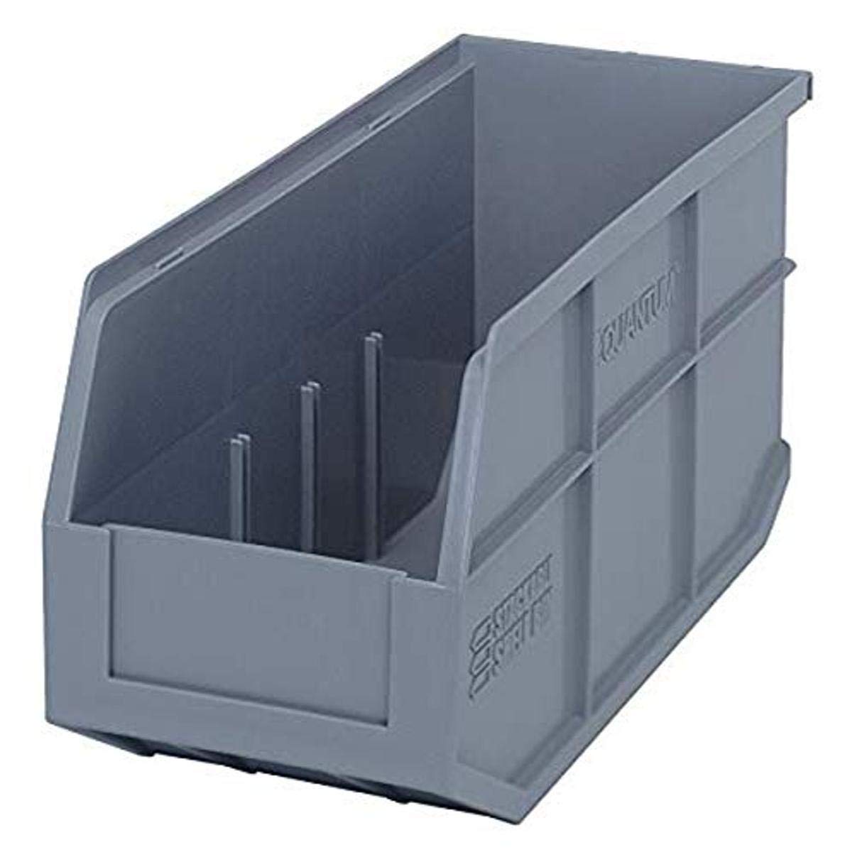 Quantum Storage K-SSB441GY-5 5-Pack Stackable Plastic Shelf Bin, 14" x 6" x 7", Gray