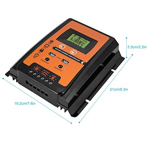 MPPT Solar Charge Controller, 12V/24V 30A/50A/70A Solar Panel Battery Regulator Charge Controller Dual USB LCD Display Solar Power Battery Controller