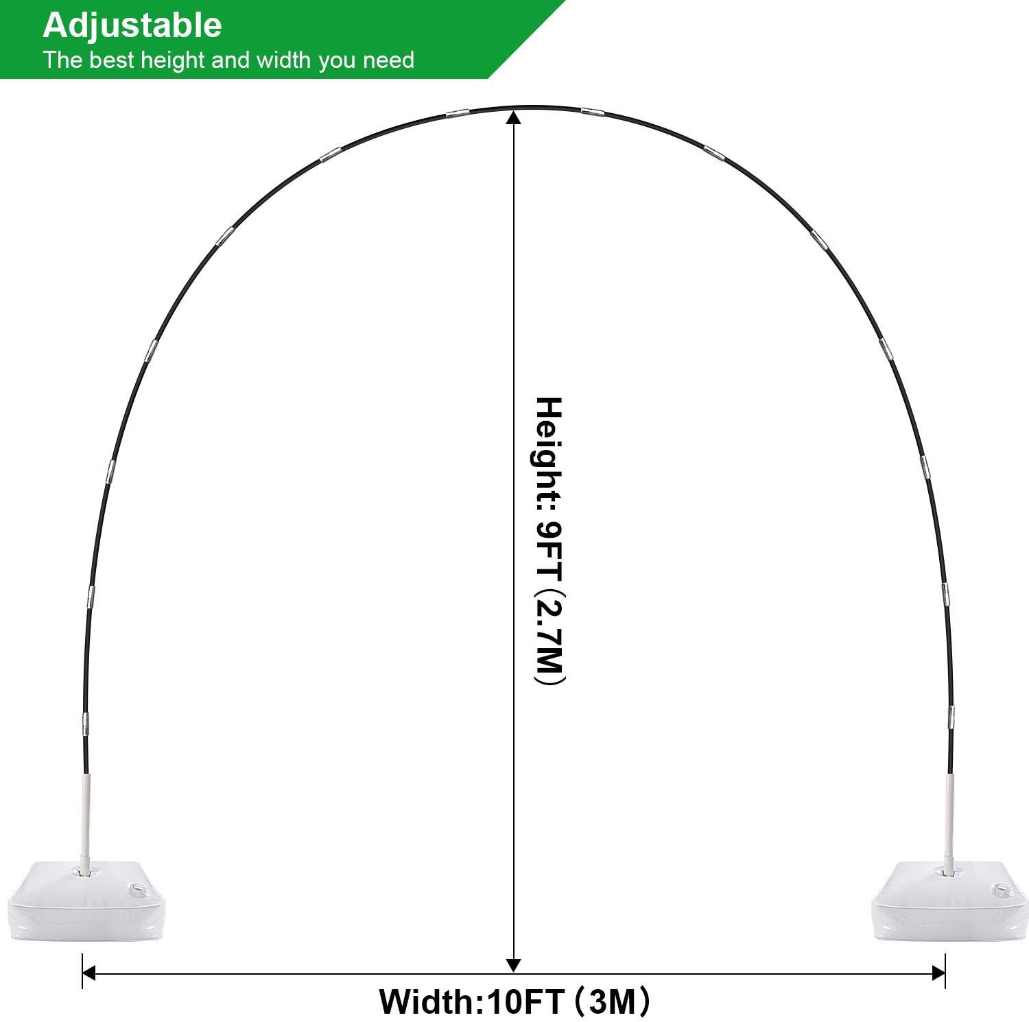 IDAODAN Balloon Arch Kit, Balloon Arch Stand with Base, Adjustable 9FT Tall & 10Ft Wide Garland Arch for Wedding Baby Shower Birthday Party Supplies Halloween Christmas Decorations