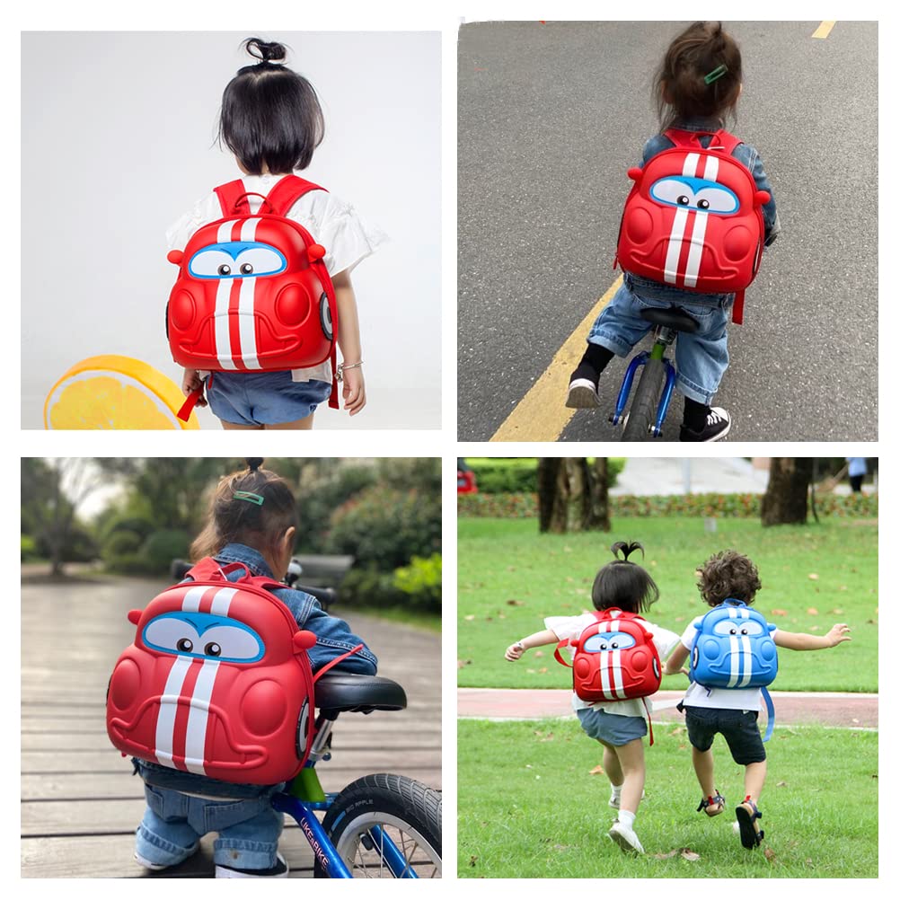 Car Toddler Backpack,Bookbags for Boy Preschool,Kids 3D Cartoon Backpack Daycare(Red)