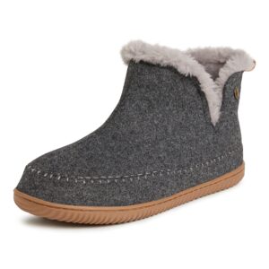 dearfoams alpine men's brixen boot slipper, dark heather grey, medium
