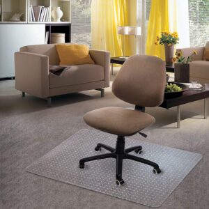 kuyal carpet chair mat, 48" x 36" pvc home office desk chair mat for floor protection, clear, studded, bpa free matte anti-slip (36" x 48" rectangle)