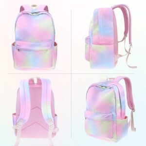Junlion Rainbow Backpack Set 3-in-1 Kids School Bag, Laptop Backpack Lunch Bag Pencil Case Gift for Teen Girls Womens