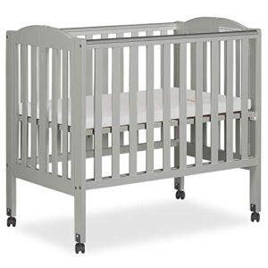 dream on me 2 in 1 folding portable crib in cool grey, greenguard gold certified , 40x26x38 inch (pack of 1)