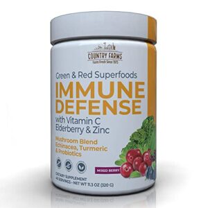 country farms immune defense superfoods drink mix, supports immune defense, vitamin c with black elderberry, supports hydration, with probiotics and prebiotics, berry flavor, 40 servings