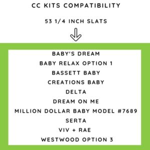 CC KITS Set of Eight (8) 53 1/4 Inch Full/Double Size Solid Wood Support Bed Slats｜Use Crib Conversion Kits｜Platform Frame for Mattress｜Bunkie Board, Box Spring or Foundation Replacement Option