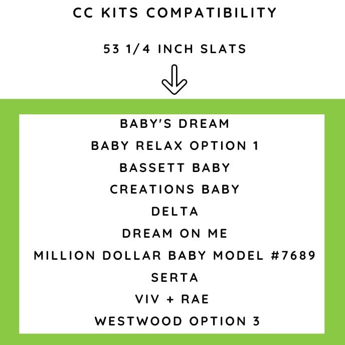 CC KITS Set of Eight (8) 53 1/4 Inch Full/Double Size Solid Wood Support Bed Slats｜Use Crib Conversion Kits｜Platform Frame for Mattress｜Bunkie Board, Box Spring or Foundation Replacement Option