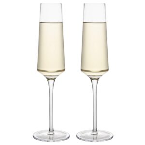 crystal champagne flutes 7.6 oz champagne glasses set of 2 with long stem lead-free sparkling wine stemware set dishwasher safe for home bar unique gift for birthday, wedding, anniversary