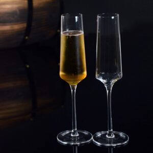 Crystal Champagne Flutes 7.6 oz Champagne Glasses Set of 2 with Long Stem Lead-Free Sparkling Wine Stemware Set Dishwasher Safe for Home Bar Unique Gift for Birthday, Wedding, Anniversary