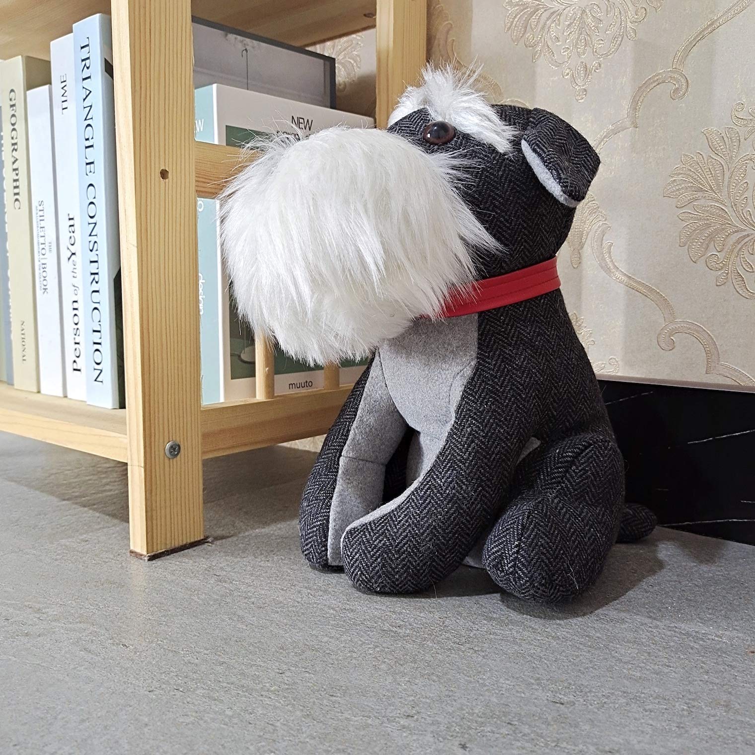 Interior Fabric Dog Door Stopper Fabric Doorstops Decorative Schnauzer Lover Gifts