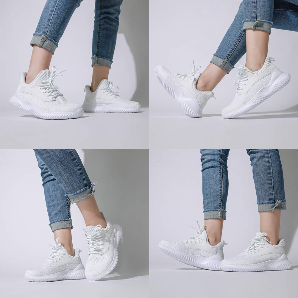 Akk White Sneakers for Women Walking Shoes Comfortable Lightweight Womens Work Casual Tennis Shoes for Gym 8 US White