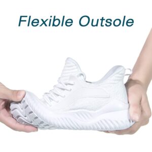 Akk White Sneakers for Women Walking Shoes Comfortable Lightweight Womens Work Casual Tennis Shoes for Gym 8 US White