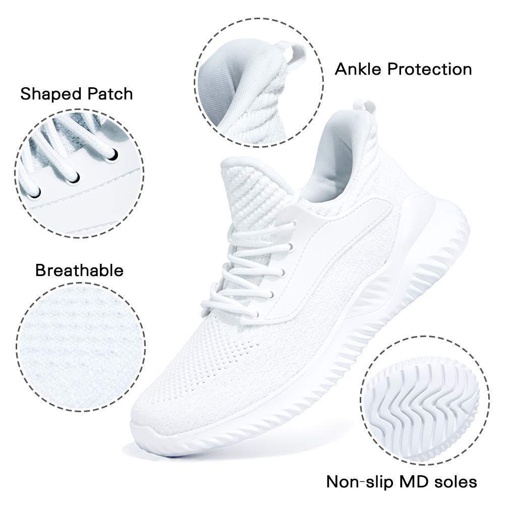 Akk White Sneakers for Women Walking Shoes Comfortable Lightweight Womens Work Casual Tennis Shoes for Gym 8 US White