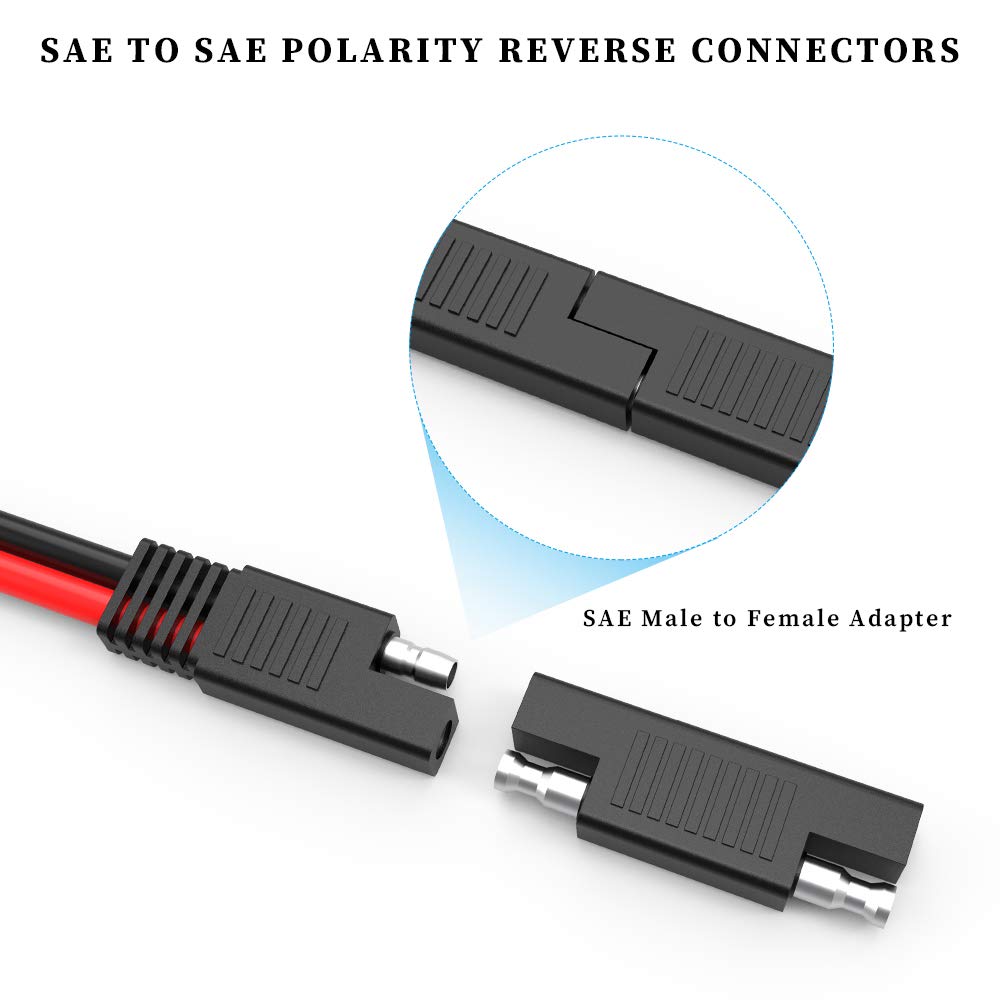 EXTRACTME 10AWG 2 Pin Power Industrial Circular Connector to SAE Adapter Cable, Furion Solar Plug to SAE Connector, Fit for Furrion, Solar Panel Suitcase, Forrest River RV Ports