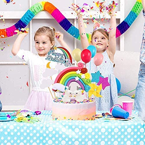 22pcs Unicorn Cake Topper Kit Cloud Rainbow Balloon Happy Birthday Banner Cake Decoration For Boy Girl Kid Birthday