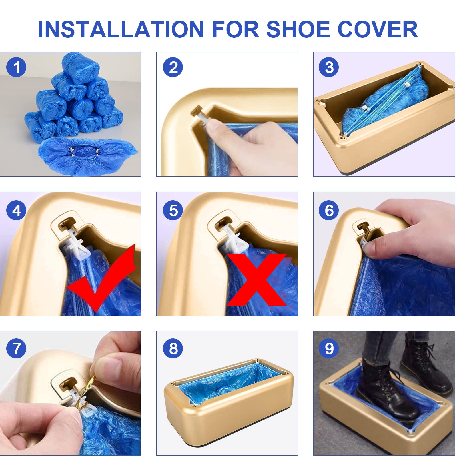 Automatic Shoe Covers Dispenser - BeiLan Shoe Cover Machine with 100pcs Shoe Covers Disposable Boot Cover Waterproof, Dust Proof, for Medical, Home, Shop and Office