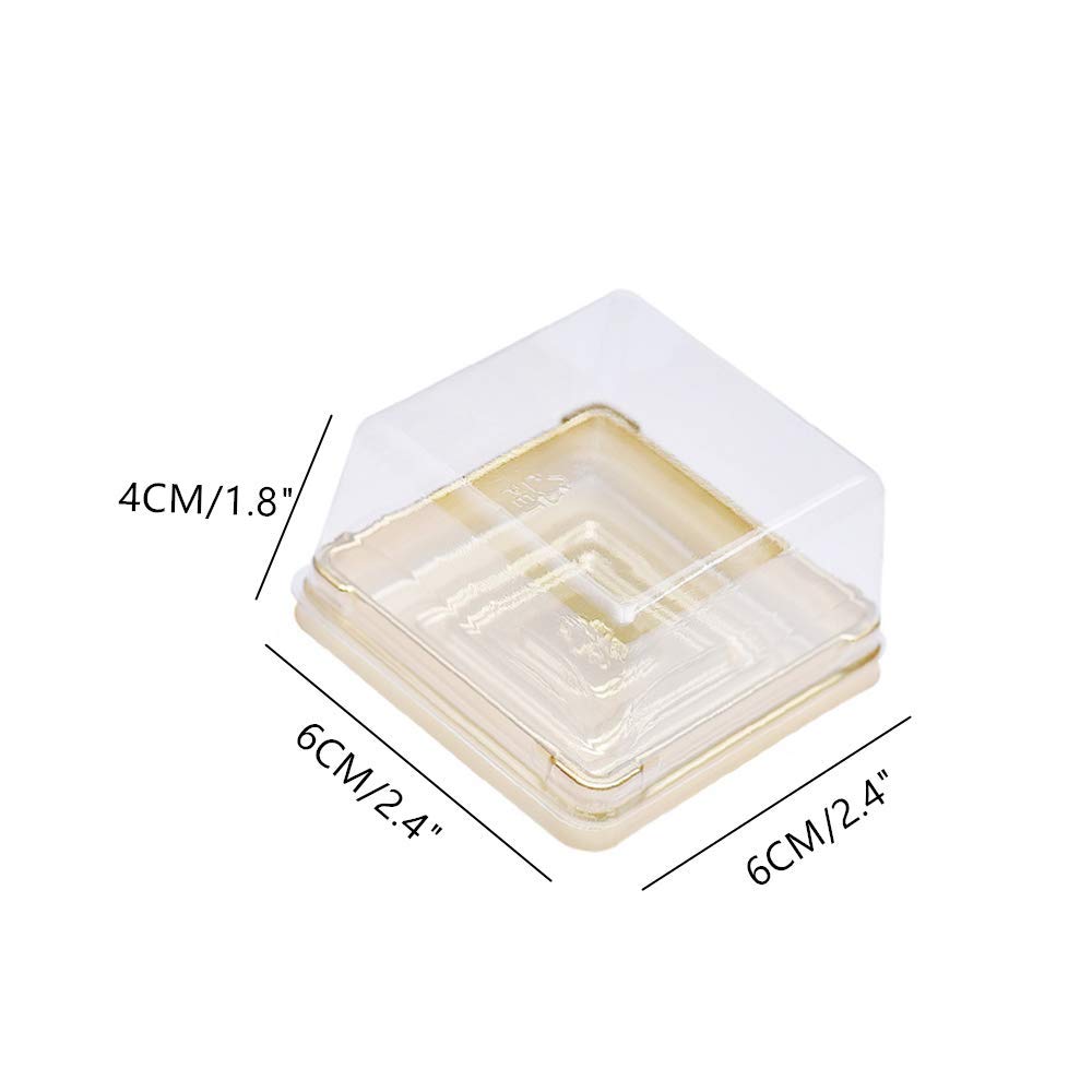 XIYUAN 50PACK Square Moon Cake Trays Mooncake Packaging Box Container Holder with Covers Plastic Transparent Baking Dessert Cake Boxes,Black