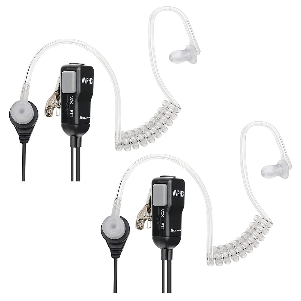 Midland AVPH3 Transparent Security Headsets with PTT/VOX (6-Pack)