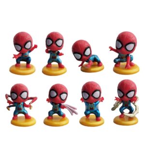 spiderman cake toppers picks for kids birthday party, baby shower cake decorations (spiderman 8pcs)