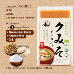 YUHO Organic Shiro White Miso Paste 100% Organic Soybean and Rice, No GMO, NON-MSG, Japanese Style Instant Miso Soup, Gluten Free, Kosher, No Preservatives, Vegan 17.6oz