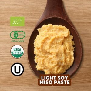 YUHO Organic Shiro White Miso Paste 100% Organic Soybean and Rice, No GMO, NON-MSG, Japanese Style Instant Miso Soup, Gluten Free, Kosher, No Preservatives, Vegan 17.6oz