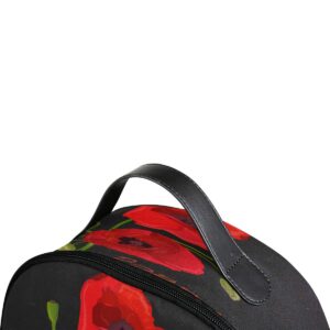 Vintage Poppy Flower Backpack School Travel Bag Casual Polyester Daypack Bookbag Waterproof Backpack Purse for Teen Girls Women Kids College Work Outdoor