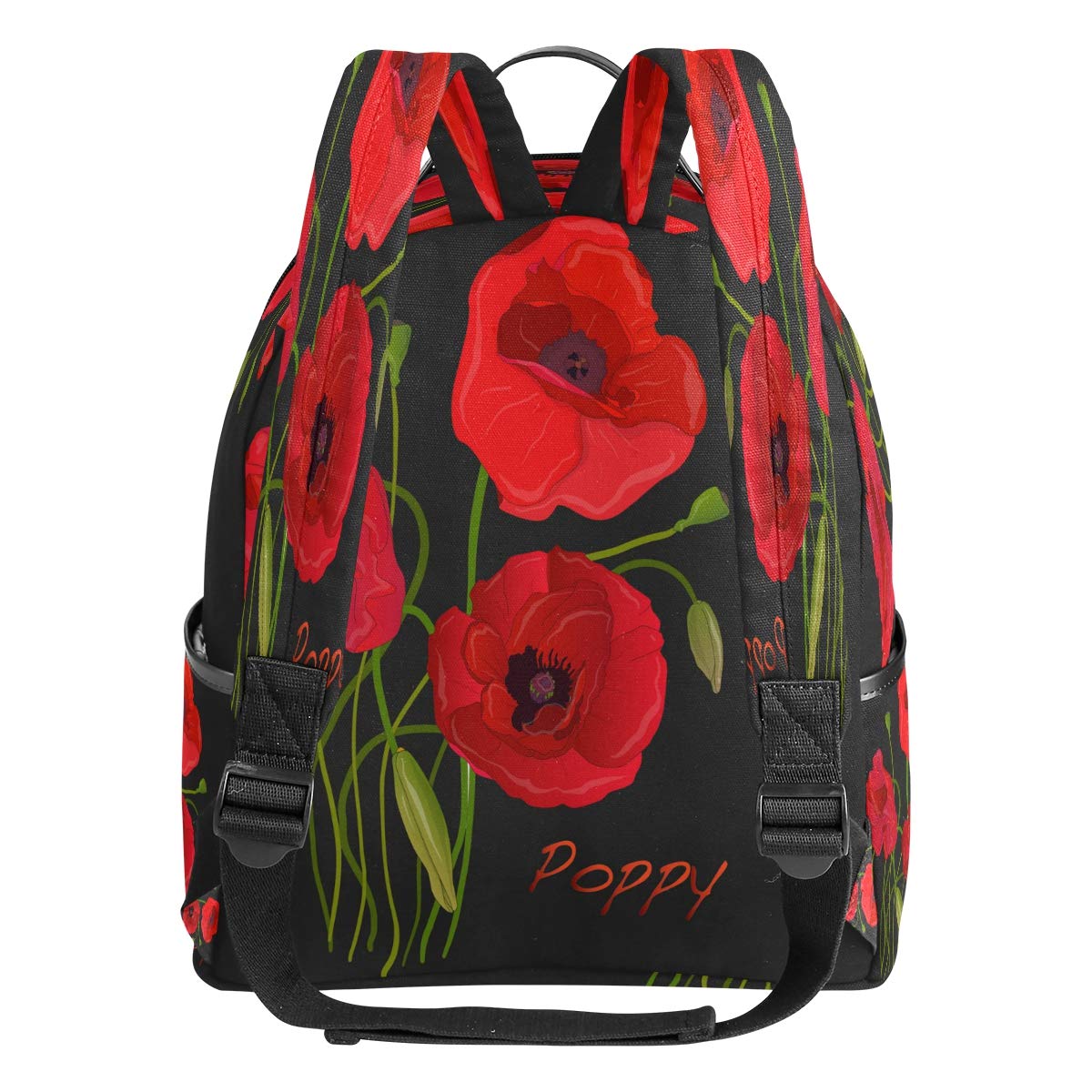 Vintage Poppy Flower Backpack School Travel Bag Casual Polyester Daypack Bookbag Waterproof Backpack Purse for Teen Girls Women Kids College Work Outdoor