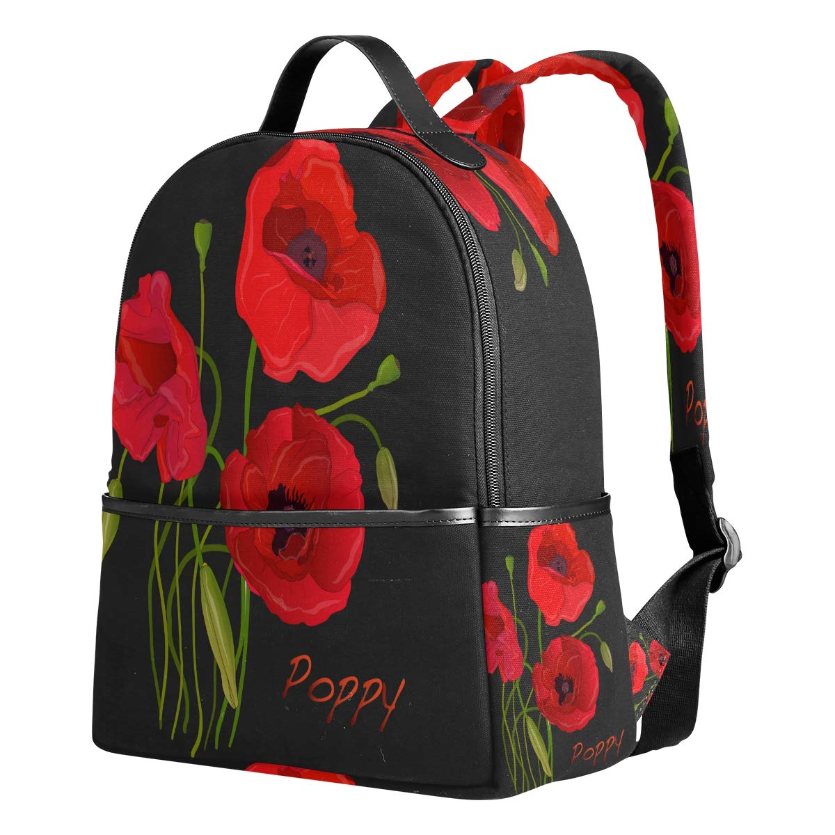 Vintage Poppy Flower Backpack School Travel Bag Casual Polyester Daypack Bookbag Waterproof Backpack Purse for Teen Girls Women Kids College Work Outdoor