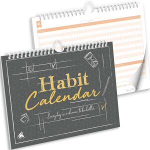 clever fox habit tracker calendar – inspirational goal tracker and habit calendar for atomic habits – colorful habit & goal planner journal to boost productivity – 24 months, 10″ x 8″ (black)