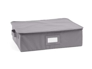 covermates keepsakes - zip-top storage box - heavy duty polyester- reinforced handles - stackable design - indoor storage, graphite