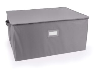 covermates keepsakes - zip-top storage box - heavy duty polyester- reinforced handles - stackable design - indoor storage, graphite