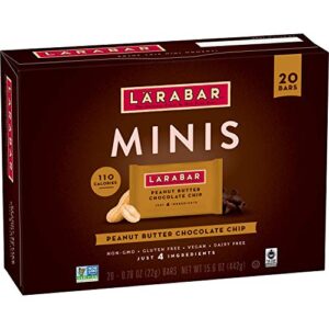 larabar peanut butter chocolate chip mini bars, gluten free vegan, 20 ct