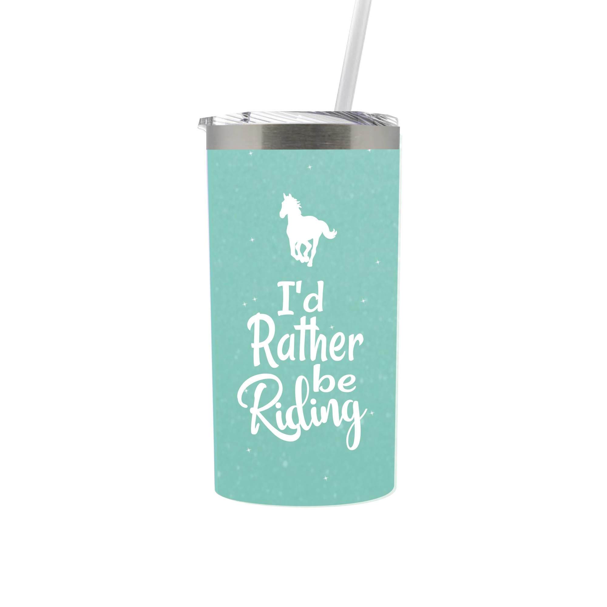 Horse Appreciation Gifts for Girls and Women Birthday Ideas Travel Tumbler or Coffee Mug for Her With Lid and Straw Mint 0300