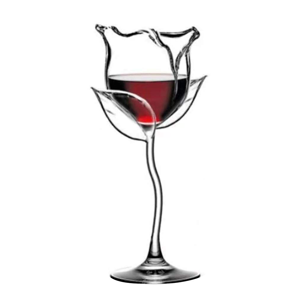 WEI EI Red Wine Glass,Rose Flower Shape Goblet Glasses 100ml Wine Glass