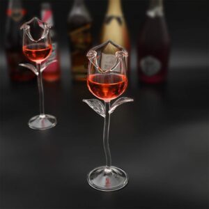 WEI EI Red Wine Glass,Rose Flower Shape Goblet Glasses 100ml Wine Glass