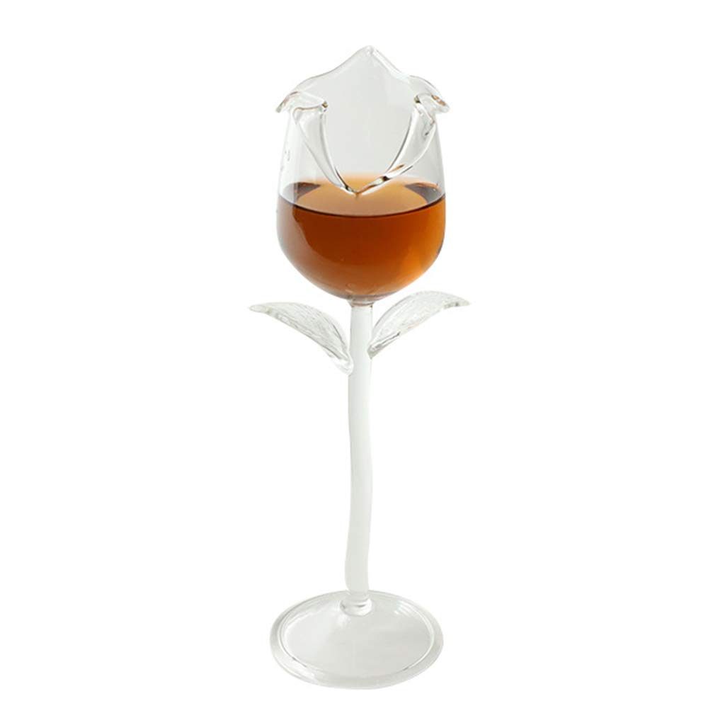 WEI EI Red Wine Glass,Rose Flower Shape Goblet Glasses 100ml Wine Glass