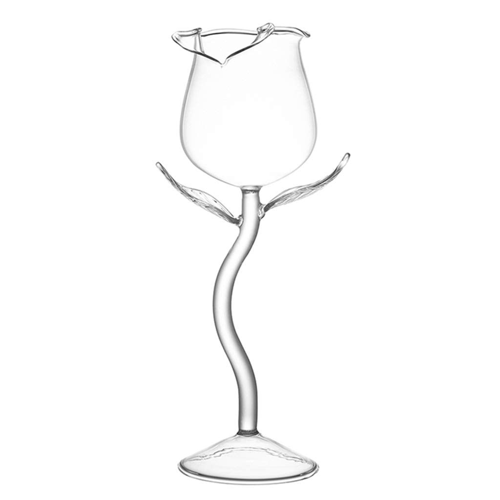 WEI EI Red Wine Glass,Rose Flower Shape Goblet Glasses 100ml Wine Glass