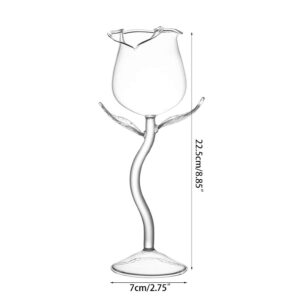 WEI EI Red Wine Glass,Rose Flower Shape Goblet Glasses 100ml Wine Glass