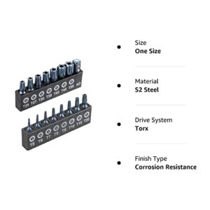 ARUCMIN 16-Piece Security Torx Bit Set T5-T50, Tamper Resistant Star Bits Set S2 Steel with a 1/4" Adaptor