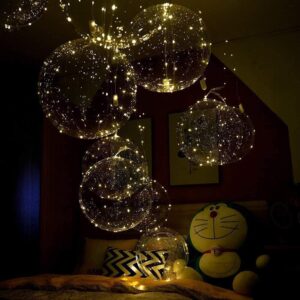 party led balloons, 18 packs light up balloon battery included 3 meters string lights inflated size 22 inches clear balloon, for birthday party wedding decorations (warm white)