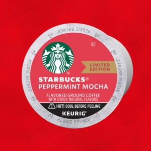 Starbucks K-Cup Coffee Pods, Peppermint Mocha Naturally Flavored Coffee for Keurig Brewers, 100% Arabica, Limited Edition Holiday Coffee, 6 Boxes (60 Pods Total)