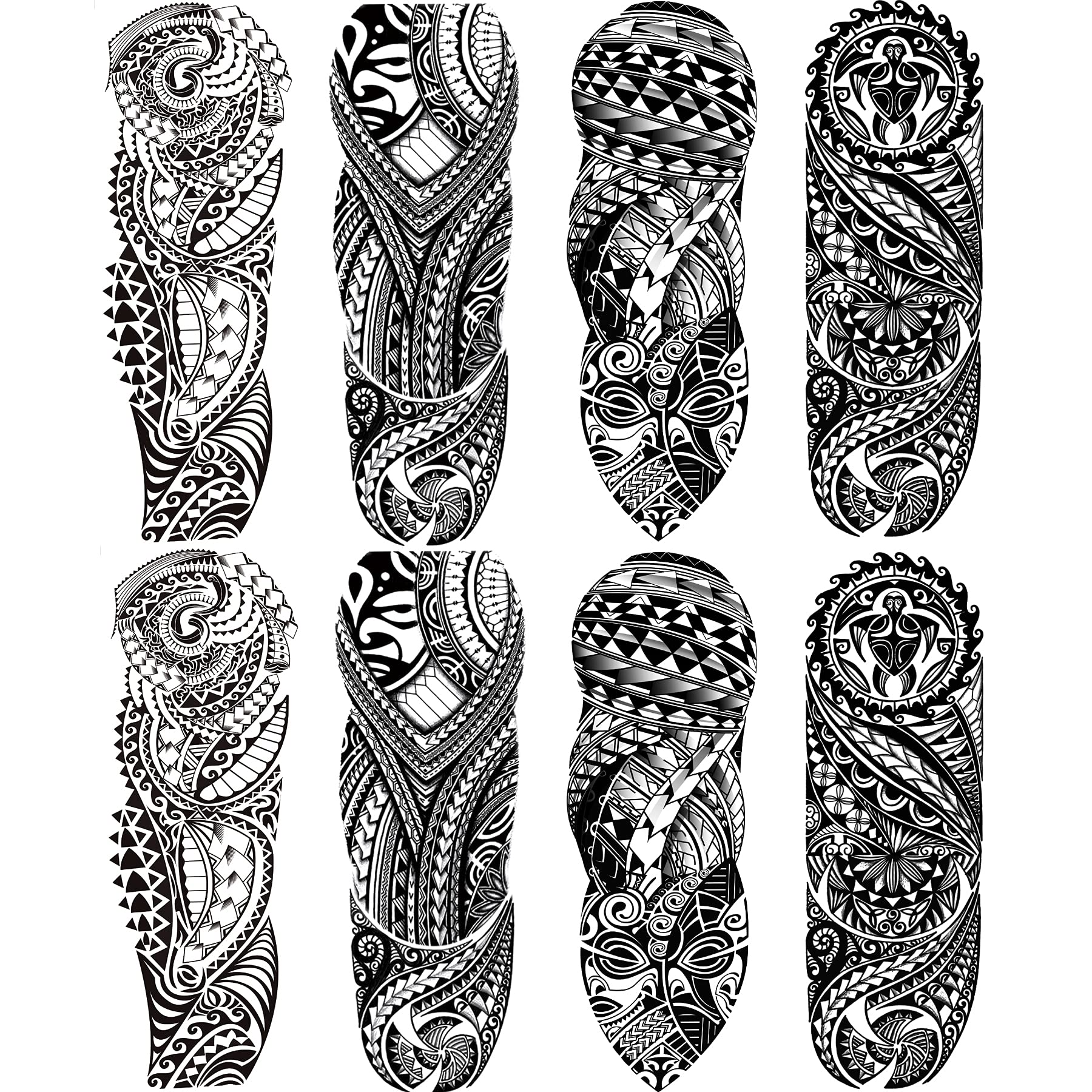 Tribal Totem Tattoos Sleeve 8-Sheet Large Full sleeve Tattoos Fake Totem Sleeve Men Tattoos Makeup Set for Party Outfit